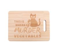 Ujjdwiurgh 1 PCS Planche à Découper de Cuisine Drôle Chat Noir Planche à Découper Là Que Je Tue Légumes Plateau de Service de Nourriture en Bois Décongeler Gravé Végétalien