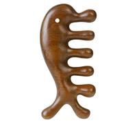 Ujjdwiurgh 1 Peigne de Massage Du Cuir Chevelu en Bois de Vert à Dents Larges Outil D'Acupression en Bois de Couleur Marron Portable Massant Du