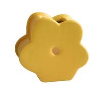 Ujjdwiurgh 1 vase en céramique en forme de fleur vase décoratif pour salon, cuisine, bureau, décoration géométrique jaune