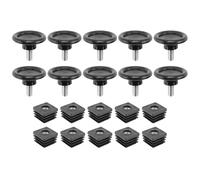 Ujjdwiurgh 10 Ensembles de 45 Mm de DiamèTre de Base RéGlable Pied de Nivellement 25 Mm X 25 Mm Kit D'Insertion de Tube Carré