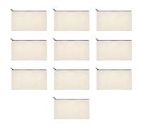 Ujjdwiurgh 10 PCS Pochettes à Crayons, Pochettes Maquillage en Toile Beige, Vierges, Multifonctionnelles
