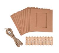 Ujjdwiurgh 10 Pcs/Set Papier Photo DIY Mur Photo Suspendus Cadre Album Corde Clip Ensemble Décor À 3 Pouces Brun