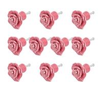 Ujjdwiurgh 10 PièCes CéRamique Ancien Floral Rose Fleur Boutons de Porte Poignée Tiroir Cuisine + Vis (Rose)