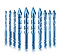 Ujjdwiurgh 10 Pièces de Forets Excentriques à Tête Tordue, Ensemble de 10 Forets Polyvalents, Axés sur le Béton de Verre, pour la Céramique, la Brique