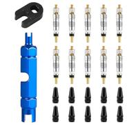 Ujjdwiurgh 10 Pièces de Noyau de Valve pour Presta, Remplacement de Noyau de Valve de Vélo avec 2 Outils de Retrait de Noyau de Valve et 10 Bouchons de Noyau de Tige de Valve