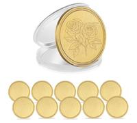 Ujjdwiurgh 10 Pièces de Pièces Vierges en Laiton pour Gravure au, Pièces Vierges en Métal de 40 mm avec Boîte de Protection en Acrylique