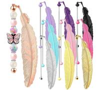 Ujjdwiurgh 10 Pièces DIY Beadable Signets en Vrac, Métal Beadable Signets Pendentif Barre, Artisanat Perlé Livre Longes Chaînes