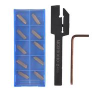 Ujjdwiurgh 10 Pieces Mgmn200 Carbure Inserts Lames Dorees + 1 Pc Mgehr Barre D'Alesage Du Porte-Outil De Tournage 1010-2 Avec Cle