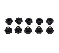Ujjdwiurgh 10 PièCes SéRies M6 le Vis de Bouton M6 X 32Mm Fileté TêTe éToile Bouton de Serrage PoignéE Noir