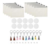 Ujjdwiurgh 10 PièCes Sublimation Blancs Poche DIY Transfert de Chaleur Maquillage Fer sur Transfert Fermeture ÉClair Toile Stylo Cas pour Femmes Enfants