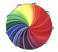 Ujjdwiurgh 10 Pouces Double Rangée Jingle Tambourin Clochette Clap Tambour Cloche Instrument de Percussion pour Adulte Style Coloré Facile à Utiliser Multicolore