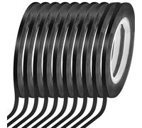 Ujjdwiurgh 10 Rouleaux de Adhésif pour Tableau Blanc 1/8, Fin, pour Tableau Blanc, Lignes à Fines Rayures, Effaçable à Sec, Électrique, Noir