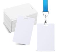 Ujjdwiurgh 100 Cartes Blanches en PVC avec Perforation sur le Côté Court, Carte Perforée à Fente Verticale, Cartes de Crédit Vierges, Carte D'Identité avec Photo