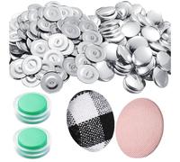 Ujjdwiurgh 100 Ensembles de Boutons de Couverture Kit avec Outils Taille Boutons pour Couvrir les Boutons Auto-Couverture Bricolage Tissu Tissu Boutons de Couverture Facile à Utiliser 1,1 Pouces