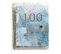 Ujjdwiurgh 100 Enveloppes Challenge Binder Classeur D'Épargne pour Save 5050 avec Enveloppes de Trésorerie pour la Planification Budgétaire Bleu