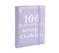 Ujjdwiurgh 100 Enveloppes Classeur de DéFi D'éConomie D'Argent, Classeur de Budget A5 RéUtilisable, Livre de DéFis Violet