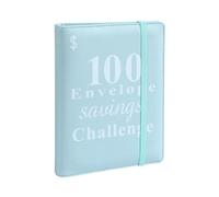 Ujjdwiurgh 100 Enveloppes Classeur de DéFi D'éConomie D'Argent, Classeur de Budget A5 RéUtilisable, Livre de DéFis Bleu
