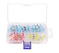 Ujjdwiurgh 100 pieces Connecteur retractable Joint de Soudure Connecteurs Thermoretractable Terminaux en Cuivre Electrique Avec Etui (35 Rouge 30 Bleu 25 Blanc 10 Jaune)