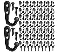 Ujjdwiurgh 100 Pièces de Crochet de Mural à Double Trou Fixé au Mur et 210 Pièces de Vis pour Accrocher le Crochet de Clé