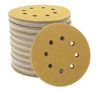 Ujjdwiurgh 100 Pièces Disques Abrasifs Jaunes de 5 Pouces 8 Trous P120 Papiers de Verre à Crochet et Boucle en Oxyde D'Aluminium pour le Polissage de la Ponceuse Orbitale Aléatoire