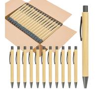 Ujjdwiurgh 100 Pièces Stylos en Bambou en Vrac Stylos en Bois de Bambou Gravure Stylo à Bille en Bois Stylo Cadeau en Vrac Facile à Utiliser de Haute Qualité