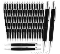 Ujjdwiurgh 100 Stylos à Bille Rétractables à Encre Noire à en Vrac 0,7 mm à Pointe Moyenne Sans Bavure pour L'École, le Bureau