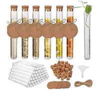 Ujjdwiurgh 100 Tubes à Essai avec Liège en Plastique Transparent pour Bricolage Artisanat Bonbons Liquides Épices Fleurs