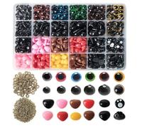 Ujjdwiurgh 1040 Pièces 6-14mm Yeux de Sécurité en Plastique pour DIY Mix Size Crochet Animal Eye pour Poupée Accessoires Yeux et Nez Set