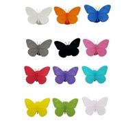 Ujjdwiurgh 12 Breloques en Silicone pour Verres à Vin, 12 Marqueurs de Réutilisables de Couleur, Étiquettes Papillon Multicolores pour Identificateur de Verre à Vin