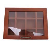 Ujjdwiurgh 12 compartiments en bois pour sachets de thé, sucre, épices, boîte de rangement instantanée pour sachets de café avec couvercle transparent