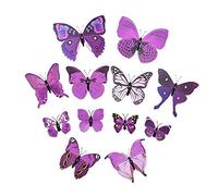 Ujjdwiurgh 12 pcs Nouveau Stickers Muraux 3D de Papillon pour la Decoration Murale a Chambre (Violet)