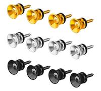 Ujjdwiurgh 12 Pièces de Boutons de Verrouillage de Sangle de Guitare, Broches D'Extrémité en Métal avec Vis de, Pièces de Rechange pour Guitare Électrique Classique Acoustique, Basse, Ukulélé