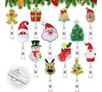Ujjdwiurgh 12 Pièces Noël Badge Reel Felt Badge Holder, pour Infirmière Enseignant Médecin Femmes Bureau Bas de Noël Ornement Cadeaux