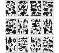 Ujjdwiurgh 12 PièCes SéRies ModèLes de Peinture de Mandala Parfaits Pochoirs de Dessin D'Animaux Panneau Creux pour Bricolage Peinture Art