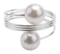 Ujjdwiurgh 12 PièCes SéRies Perle Boucle Cerceau Anneaux de Cercle Porte pour Mariage HôTel Fournitures DéCoration de Table, Argent