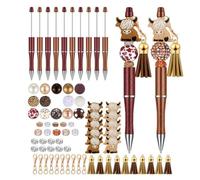 Ujjdwiurgh 12 Pièces Stylos à Perles de Style Stylos à Perles en Vrac avec 50 Pièces Stylos à Perles de Couleurs Assorties Kit de Fabrication de Bricolage Facile à Utiliser