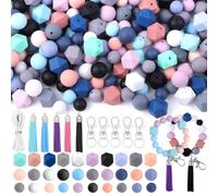Ujjdwiurgh 121 Pièces de Perles en Silicone pour Kit de Fabrication de Porte-Clés, Perles Multicolores en Vrac en Silicone pour Bracelet de Collier à Faire Soi-Même