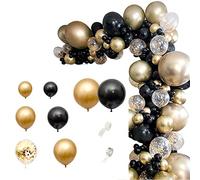 Ujjdwiurgh 121 PièCes ou Noir Ballons Arc Guirlande Kit Paillettes D'Or Ballons pour Mariage Remise des DiplôMes Anniversaire FêTe de NoëL DéCor