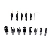 Ujjdwiurgh 14 PièCes Bouchon en Bois Coupe-Trou Bouchon Chanfreiné les Forets de Coupe Ensemble D'Outils de Clé Hexagonale 1/4 Po pour Perceuse à à Cinq Fentes