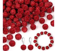 Ujjdwiurgh 150 Pièces de Perles de Strass de 10 mm pour la Fabrication de, Perles de Strass en Argile Scintillante pour Bracelet, Collier, Boucle D'Oreille Rouge