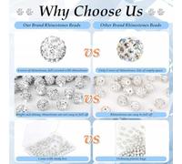 Ujjdwiurgh 150 Pièces de Perles de Strass de 10 mm pour la Fabrication de, Perles Strass en Argile Scintillante pour la Fabrication de Bracelets, de Colliers et de Boucles D'Oreilles