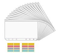 Ujjdwiurgh 16 PièCes SéRies A6 Pochettes de Reliure 6 Trous Budget Enveloppes de TréSorerie Dossiers à Fermeture éClair Transparents pour Cahier de Reliure BudgéTaire à 6 Anneaux