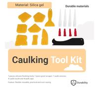 Ujjdwiurgh 17 PiÈCes Ensemble D'outil À Calfeutrer Outil De Finition Pour Mastic Silicone Grattoir À Coulis Dissolvant À Calfater Et Buse De Calfeutrage Et Capsules De Calfeutrage (Jaune)