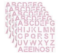 Ujjdwiurgh 170 Autocollants en Strass Argentés, 5 Feuilles de 34 Lettres de L'Alphabet à Paillettes, Autocollants en Lettres Roses