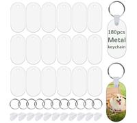 Ujjdwiurgh 180 Pièces de Porte-Clés par Sublimation en Métal en Vrac, Vierges de Sublimation Double Face pour Porte-Clés par Transfert de Chaleur