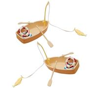 Ujjdwiurgh 2 Ensembles Bouée de Natation Bateau Miniature Bouée de Sauvetage Rames Canoë Bateau Croisière Jouet en Plastique Voilier Ménage