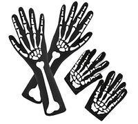 Ujjdwiurgh 2 Paires de Squelette d'halloween avec Manche de Bras Squelette Squelette à Bras Long et à Doigt pour Enfants et Adultes
