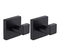 Ujjdwiurgh 2 Paquets Noir Mat Crochet en Acier Inoxydable Salle de Antirouille des VêTements Manteau Crochet Mur Monté Carré Toilettes Cuisine Lourd DeVoir Porte Cintre