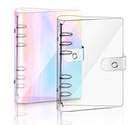 Ujjdwiurgh 2 PCS A5 Rainbow Soft PVC Notebook Binder Couverture de Cahier en PVC Souple Transparent, Classeur de Planificateur Personnel à Feuilles Mobiles