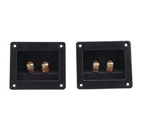 Ujjdwiurgh 2 Pcs DIY Maison Voiture StéRéO 2 Voies Haut-Parleur BoîTe Terminal Rond Carré Tasse Connecteur Reliure Post Banane Jack et Bouchons Subwoofer Prises 93X80Mm Noir